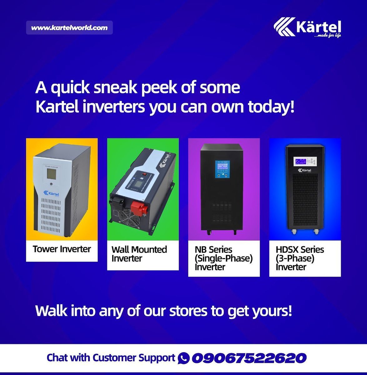 Get a glimpse of our latest Kartel inverters! With cutting-edge technology and superior performance, these inverters are ready to power your homes and businesses. Visit any of our stores today to get yours! #SolarPower #GreenEnergy #SolarInnovation #CleanTech #GoGreen