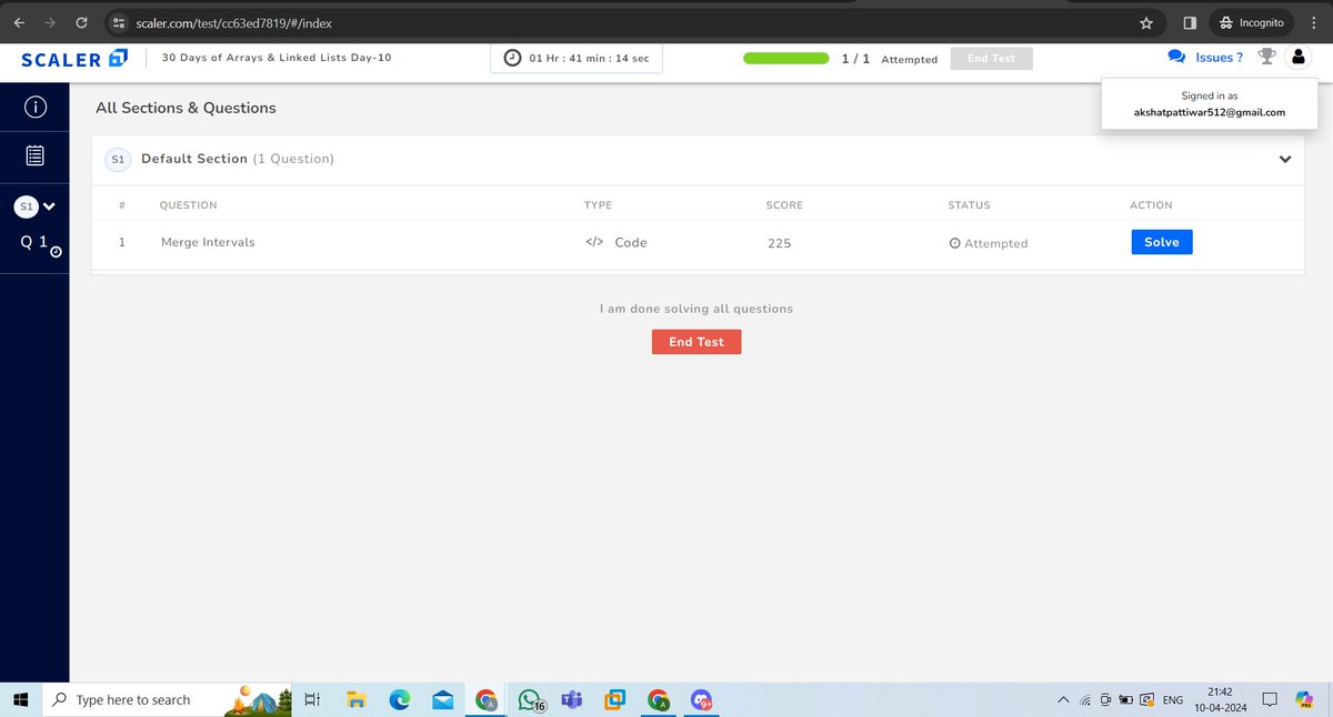Akshat_512's tweet photo. Hello All, I have completed #Day10 of #30daysofarrayandlinkedlist Challenge with
@scaler_official
Today I solved the question - Merge Intervals
Scaler Discord Community Link: https://t.co/FEe869i7Ow #scalerdiscord #codewithscaler #ScalerTopic https://t.co/vEd04FfFwX