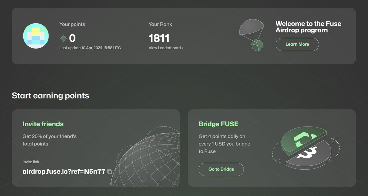arbangsgmainwax's tweet photo. ล่า Airdrop เชน FUSE ใครทำฝาก Ref นะ
https://t.co/Fcf31Nr2zM

- บริจไป 1 ดอลได้ 4 Point ( เชน ARB/OP/POLYGON/BNB ) บริจได้หมด
- ตอนนี้มีแค่เควสทวิต

แต่ส่องแล้วเดวอนาคตก็จะมาเพิ่มแนวเดียวกับ Mode เทรด Perp Pool
ส่วนตัวบริจไปคาไว้ก่อน 50$ เอาคะแนนติดไม้ติดมือ ที่เหลือรอข่าวเพิ่มเติม