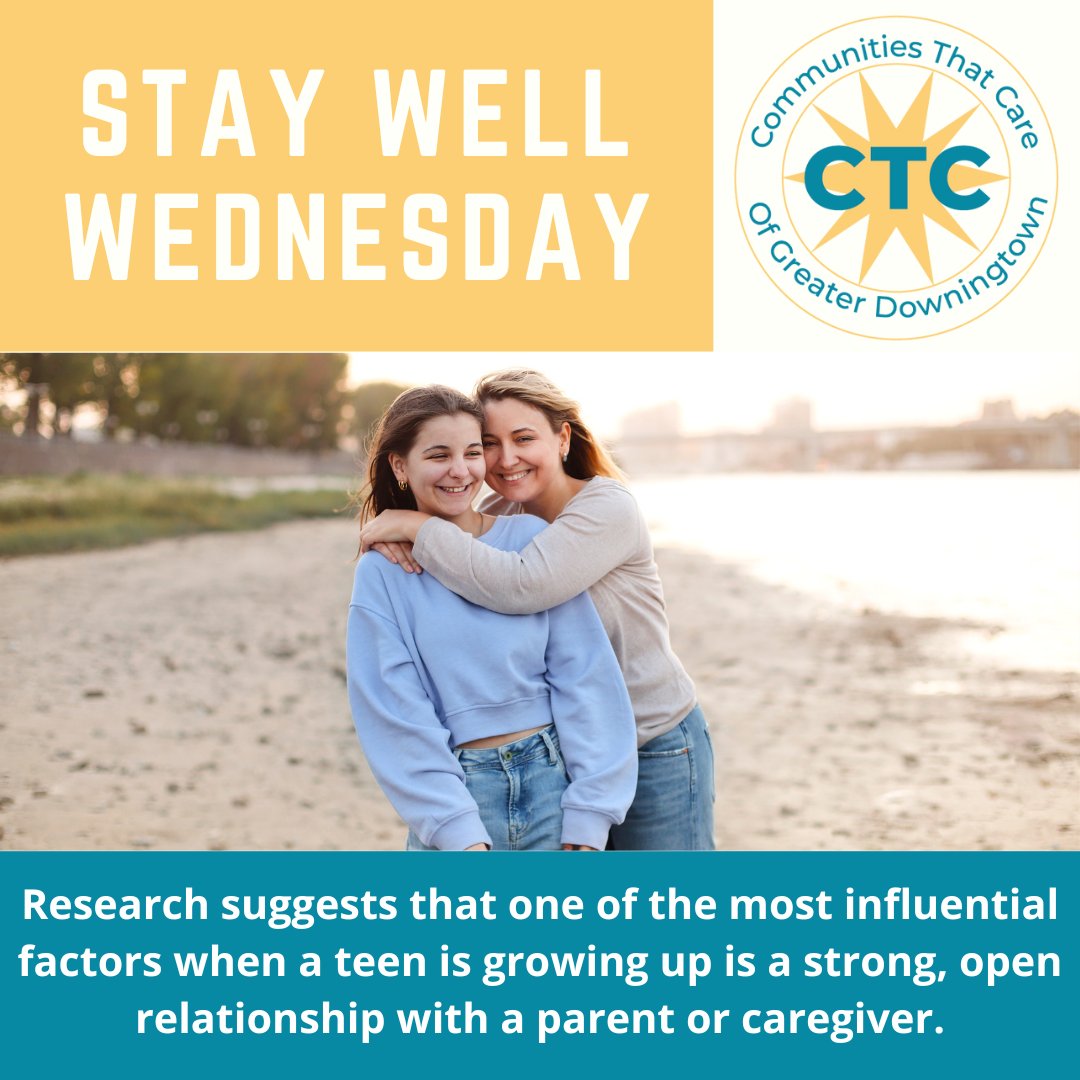 DtownCTC's tweet photo. It's true, we know that teens with strong family relationships are less likely to use drugs and alcohol. Parents - be sure to continue to work hard to build those relationships with your children. The end result is priceless❤️ #StayWellWednesday #ProtectiveFactors #DowningtownCTC https://t.co/5KWcmvyMzS
