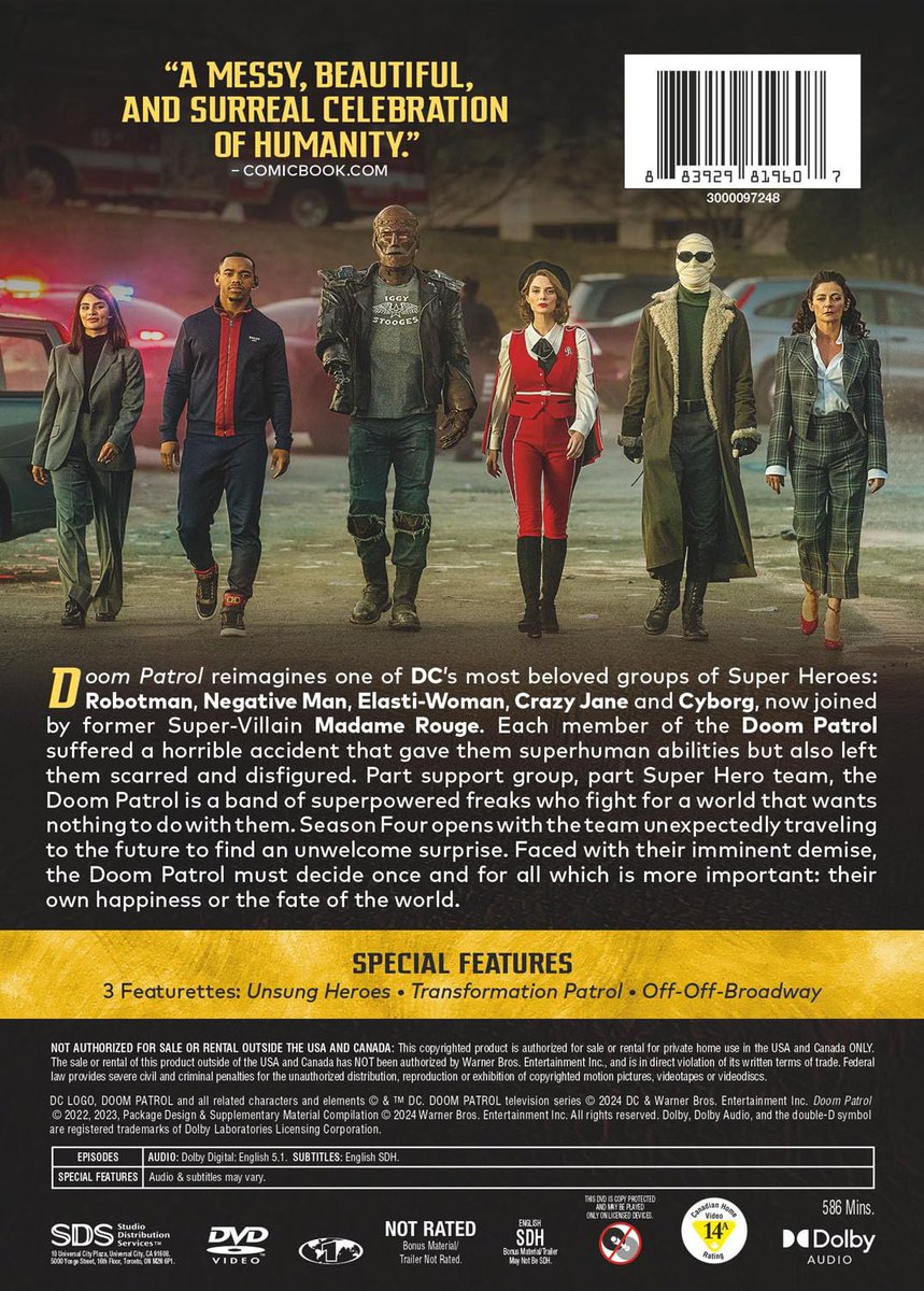 The Fourth Season of Doom Patrol is now avaliable to buy on DVD (US Only) #LauraDeMille #MadameRouge

amazon.com/Doom-Patrol-Co…