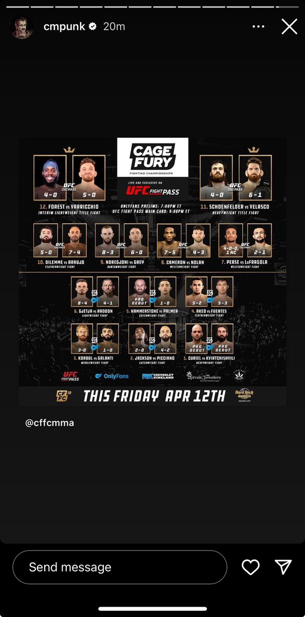 Punk on cffc commentary this Friday? 👀 You know John Morgan is gonna be making so many jokes lmao