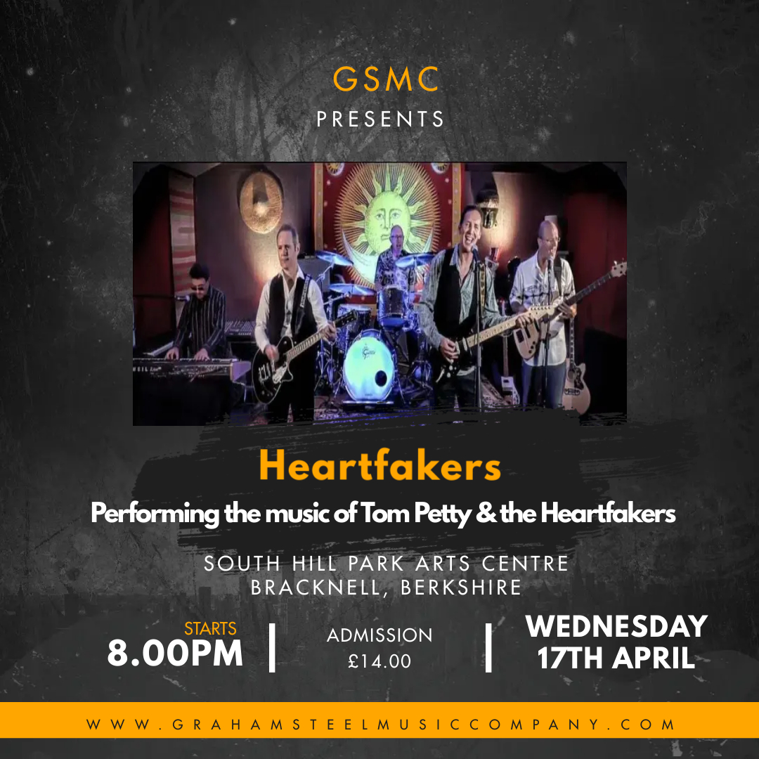 Join us on Wednesday 17th April at South Hill Park Arts Centre, Bracknell for the Heartfakers a fabulous 7 piece band performing the music of Tom Petty & the Heartfakers, starts 8pm, to book tickets go to :- southhillpark.org.uk/shp-events/hea…