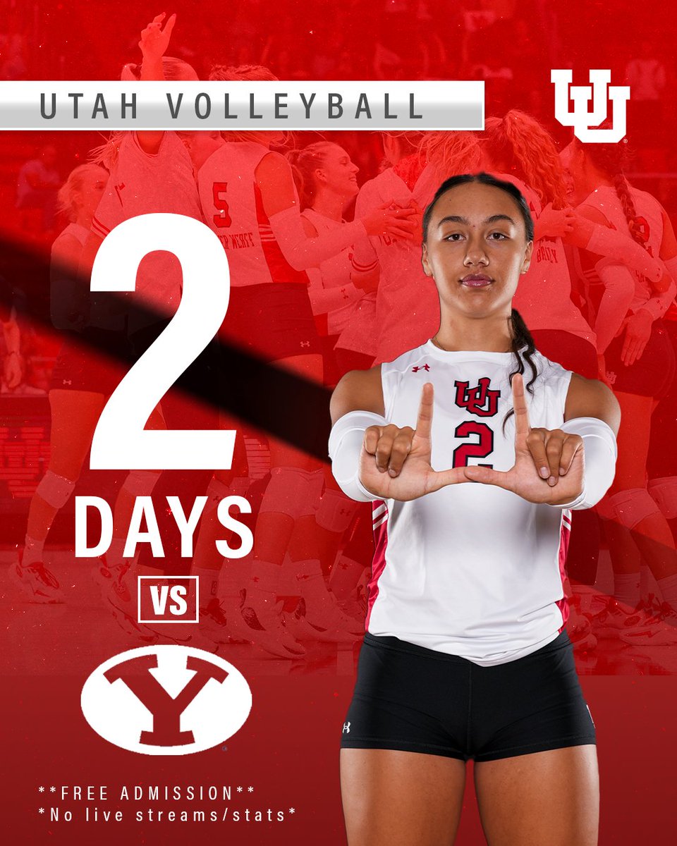 The countdown to Friday and our return to the Huntsman Center continues❗️ Friday, April 12 🆚️ BYU 📍Jon M. Huntsman Center 5️⃣PM 🎟 FREE ADMISSION #GoUtes