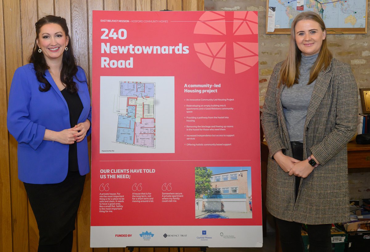 Deputy First Minister Emma Little-Pengelly and Junior Minister Aisling Reilly today visited the site of an ambitious £1.1m redevelopment project aimed at improving community relations and tackling homelessness in East Belfast. Read more ⬇️ executiveoffice-ni.gov.uk/news/ministers…