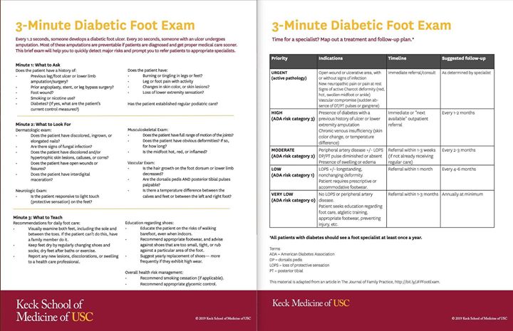 How to do a 3 Minute Foot Exam - here’s a printable sheet