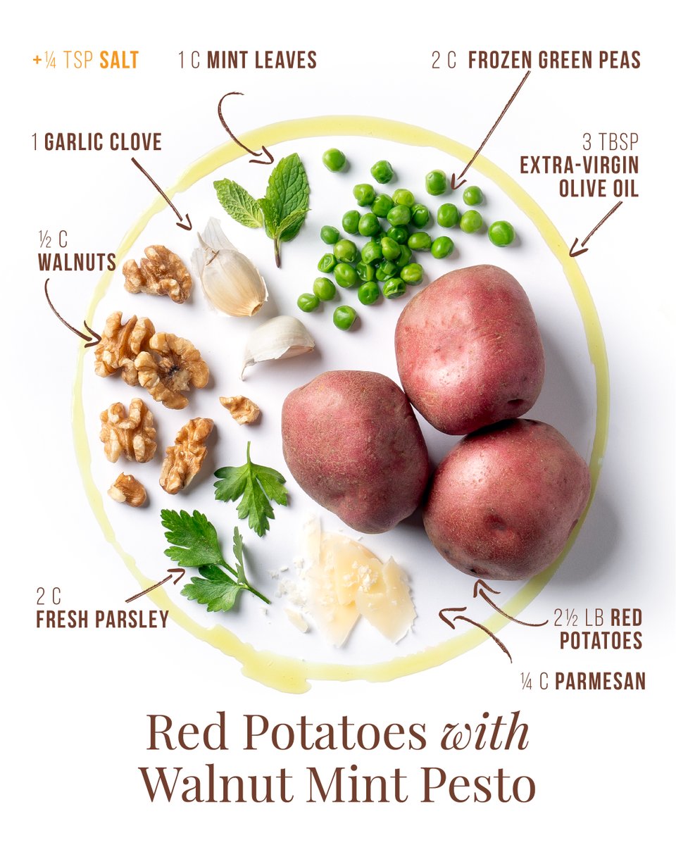 Let every bite of these Red Potatoes with Walnut Mint Pesto be a celebration of spring flavors and freshness: ow.ly/mw1z50R2OH7 🧄🌿 #haveaplant