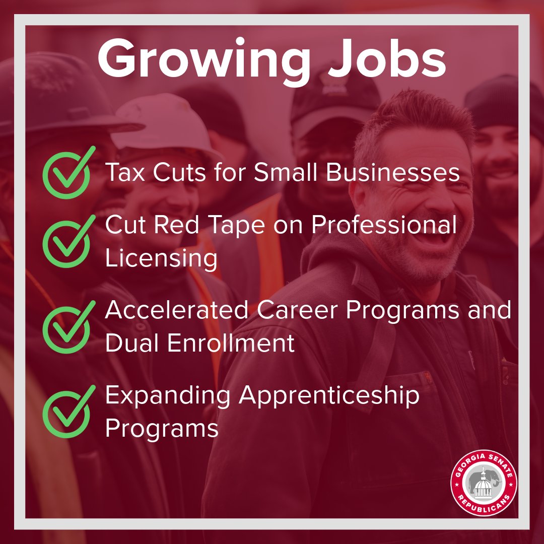 As the No. 1 State to do Business for 10 years in a row, Senate Republicans recognize the importance of creating and maintaining an environment to support job creation. That’s why we continue to roll back the red tape on professional licensing, provide tax cuts for small