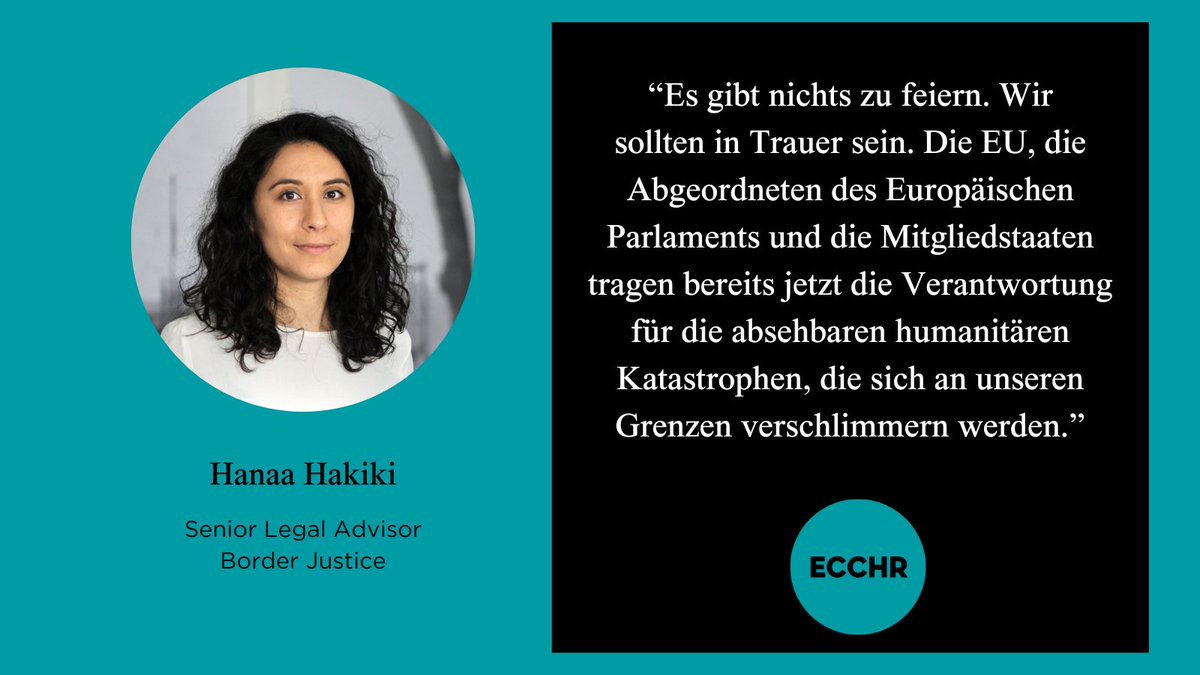 Das ist das Ende des Asylrechts: Heute stimmte das @Europarl_EN für den neuen Migrationspakt. Die Reformen bedeuten de facto Inhaftierung, Externalisierung, Pushbacks & Racial Profiling. Wir streiten auch weiterhin für ein Ende des tödlichen Grenzregimes. ecchr.eu/jetzt-online-s…