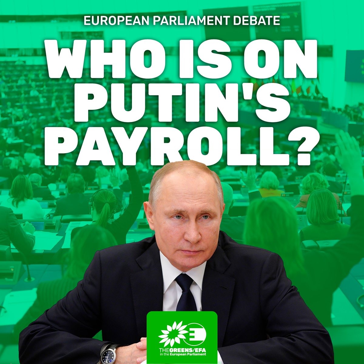 On our initiative @Europarl_EN is now debating the alleged Russian payments to European politicians. @TerryReintke will speak on behalf of the Greens/EFA: 'Anyone who allows themselves to be bought by the Russian president must bear the political and legal consequences.'