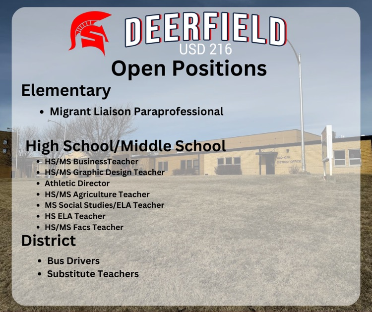 We are Hiring! Click the link below to apply! skyward.iscorp.com/DeerfieldUSD21… #InTheArena #Spartans216