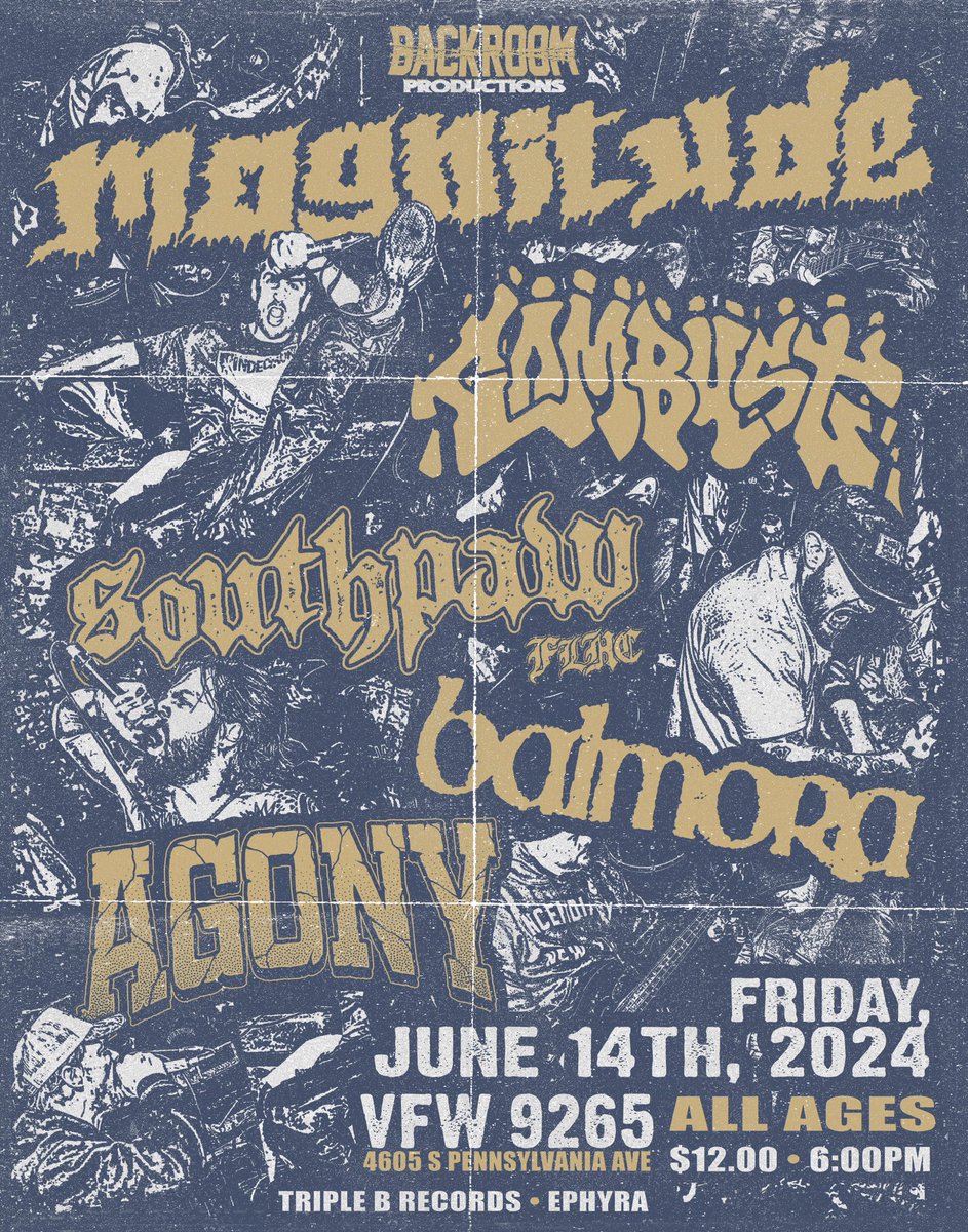 👊 We’re bringing more hardcore this year, that’s a fact. 👊

📣 Friday, June 14th // VFW 9265 📣 

💥 Magnitude makes a stop in OKC for their Summer 2024 Tour with support from Combust and Balmora.  
⚾️ Double Hitter ⚾️
💥 Southpaw FLHC joins the night as well!