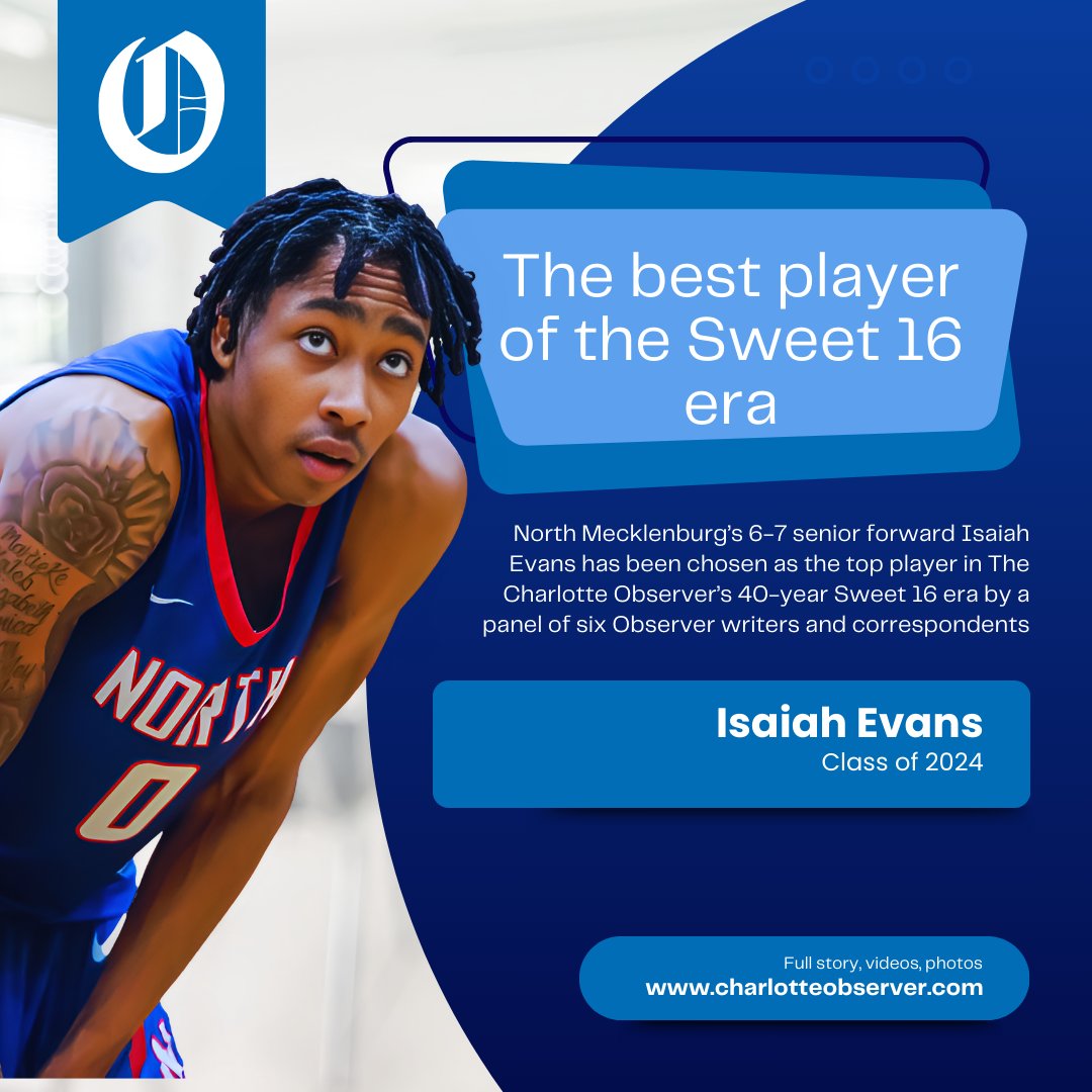 Today, The Charlotte Observer named the best boys' high school players from Charlotte in the past 40 years. And No. 1 was a current senior in high school: North Meck's Isaiah Evans, a Duke recruit and McDonald's All-American In our profile (and video), Evans talks once being a…