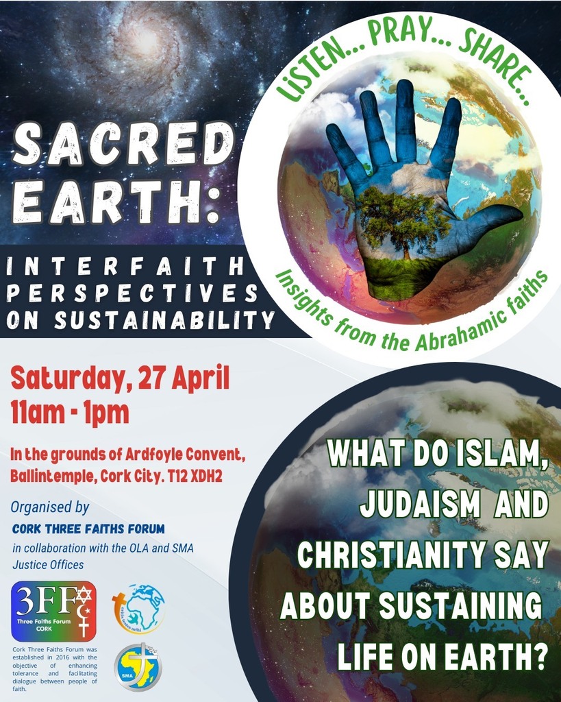 We have partnered with the Cork Three Faiths Forum and SMAIreland to host an event for Earth Day, answering the question: What do Islam, Judaism and Christianity say about sustaining life on earth? We'd be delighted if you could join us! Saturday 27 … instagr.am/p/C5lluxfLDlS/