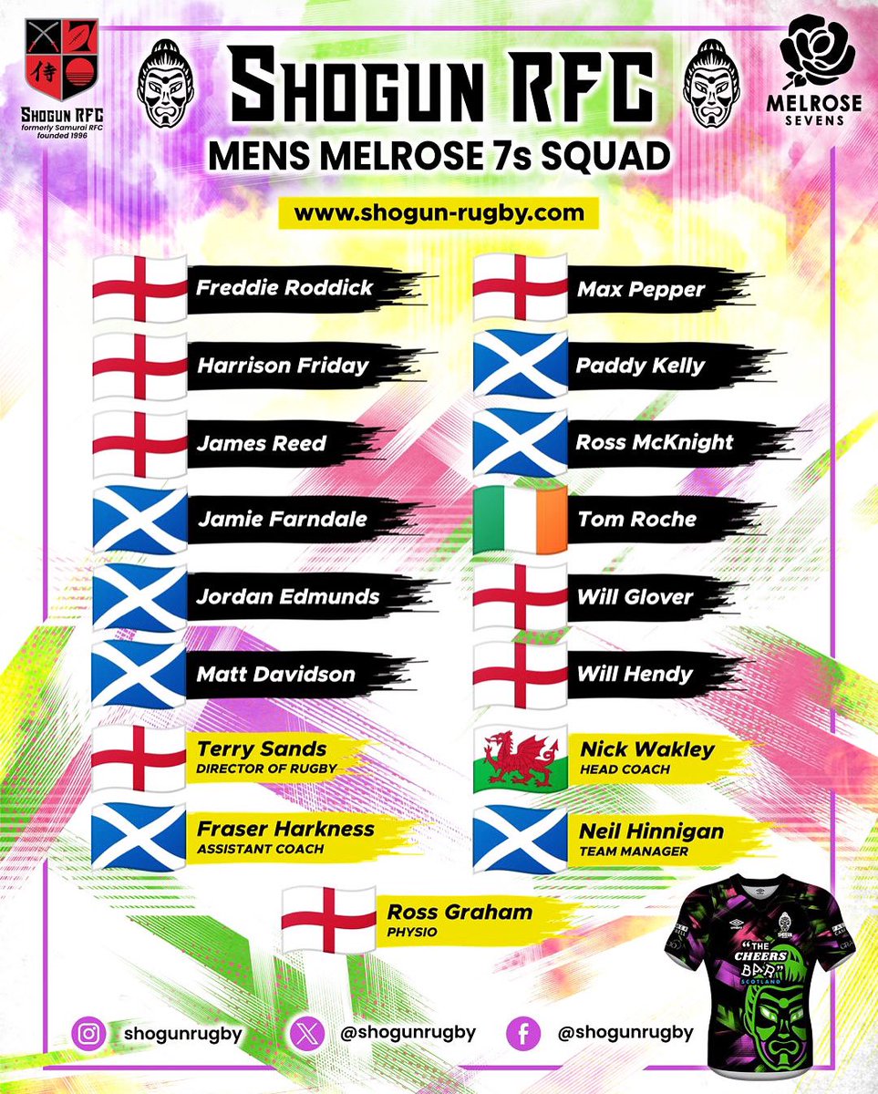 The Shogun Men’s Team that will be playing this weekend during the @melrose7s .   #ShogunRFC #ProvenPathway #Development #NewName #SameCoreValues #EndlessPossibilities @kitlocker_rugby @kitlocker @queens_head @castle_square @fjordhusconstructionltd @tessensport