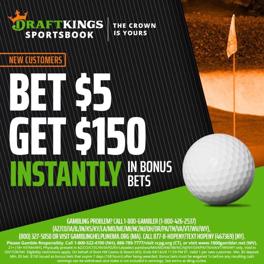 Big week with the Masters. New Customers on @DraftKings bet $5 and get $150 instantly in bonus bets m #DKPartner