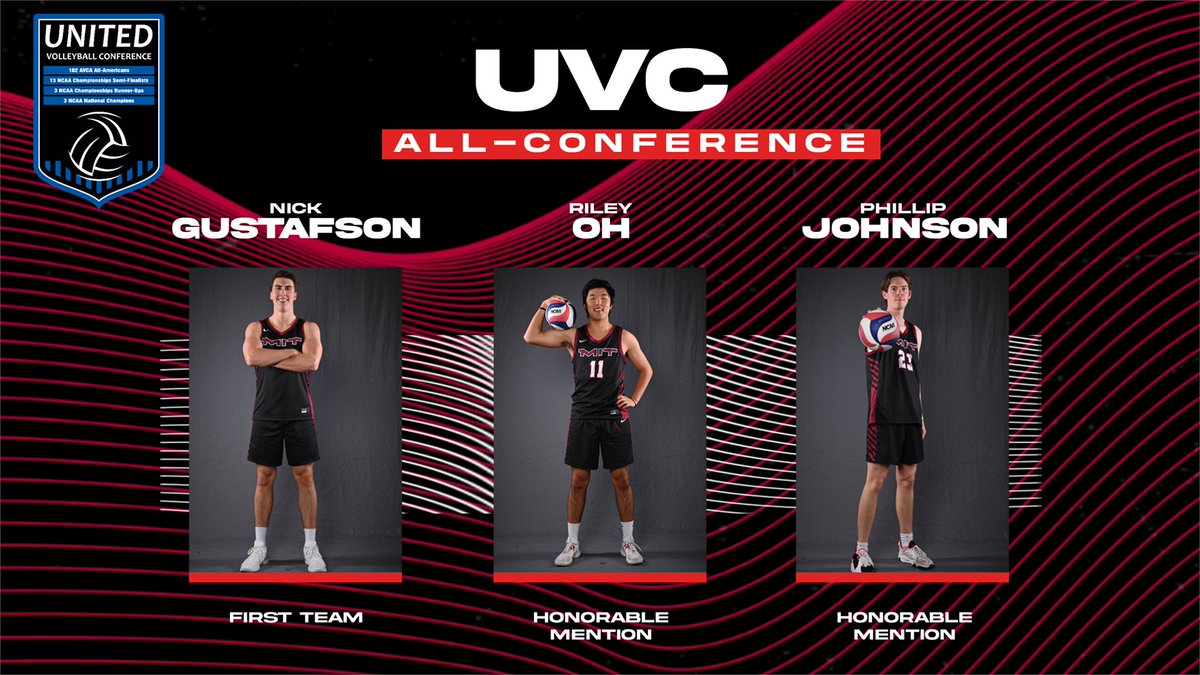 Congrats to the three members of @MITMensVB for earning @TheUVC All-Conference awards! #RollTech Release: tinyurl.com/5hxtu2mn