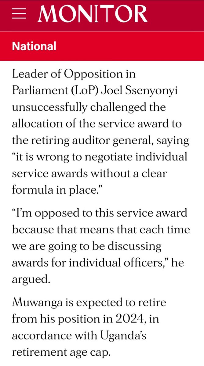 Yesterday in Parliament, a motion passed to give a service award to the Auditor General who is retiring soon. A service award of 1bn was proposed by some members, but despite resistance from a couple of us, a motion was passed awarding him 500m. My argument was that the Auditor…