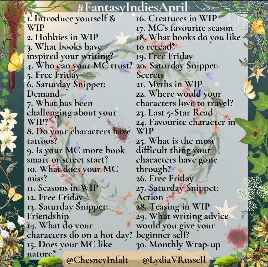 Day 10. What does your MC miss most? 

Spending time with Marissa and Joan. 

#WritingCommunity.
#amwritingfantasy.
#FantasyIndiesApril. 
@ChesneyInfalt.
@LydiaVRussell. 
@FantasyIndies.