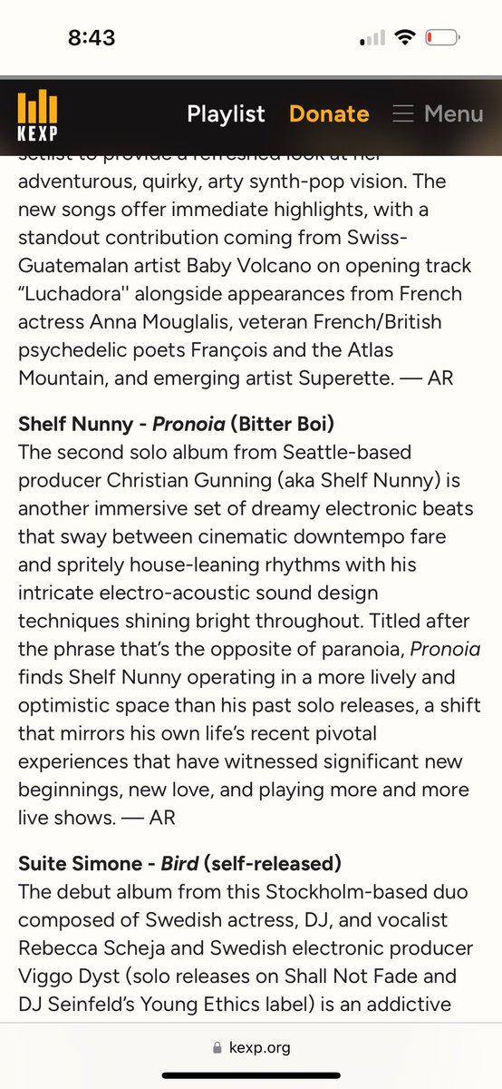 Also, somehow I missed this, but HUGE thanks to @kexp for giving ‘pronoia’ such a shiny sparkling review ✨💚 kexp.org/read/2024/3/4/…