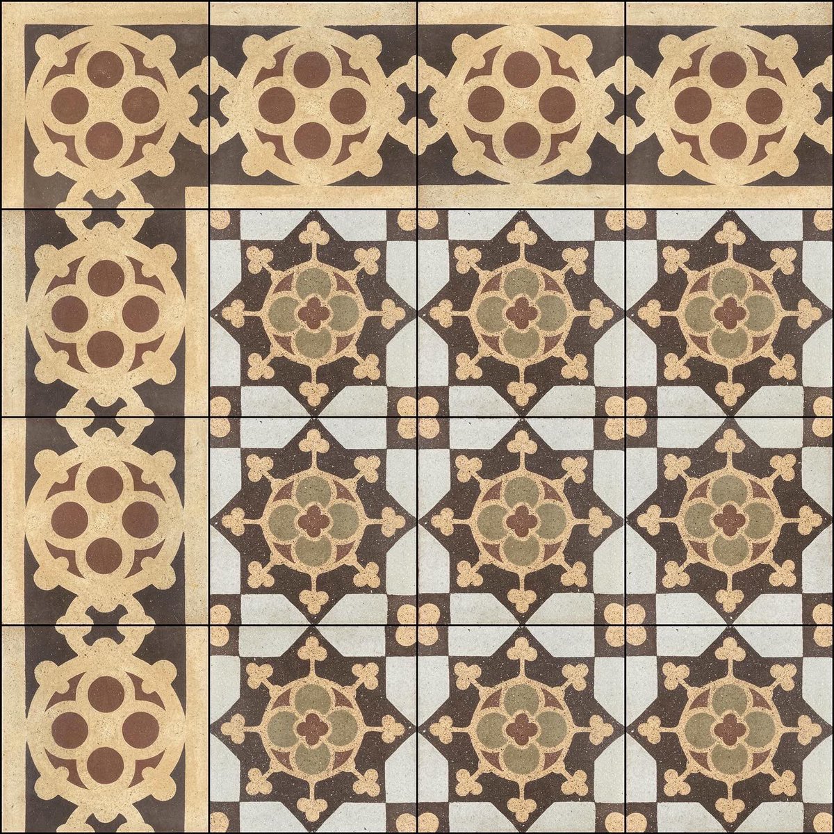 rajolesdebcna's tweet photo. Mosaic d’ @escofet1886. El podem trobar en els primers catàlegs amb Fortuny i als següents amb Tejera. Reproduït en 3 colors diferents, un d’ells “només es fabrica per encàrrec especial”. Com sempre podeu trobar les rajoles en detall a @col.lecciorajolesdebarcelona 
#mosaic https://t.co/7wzbd7wCtr
