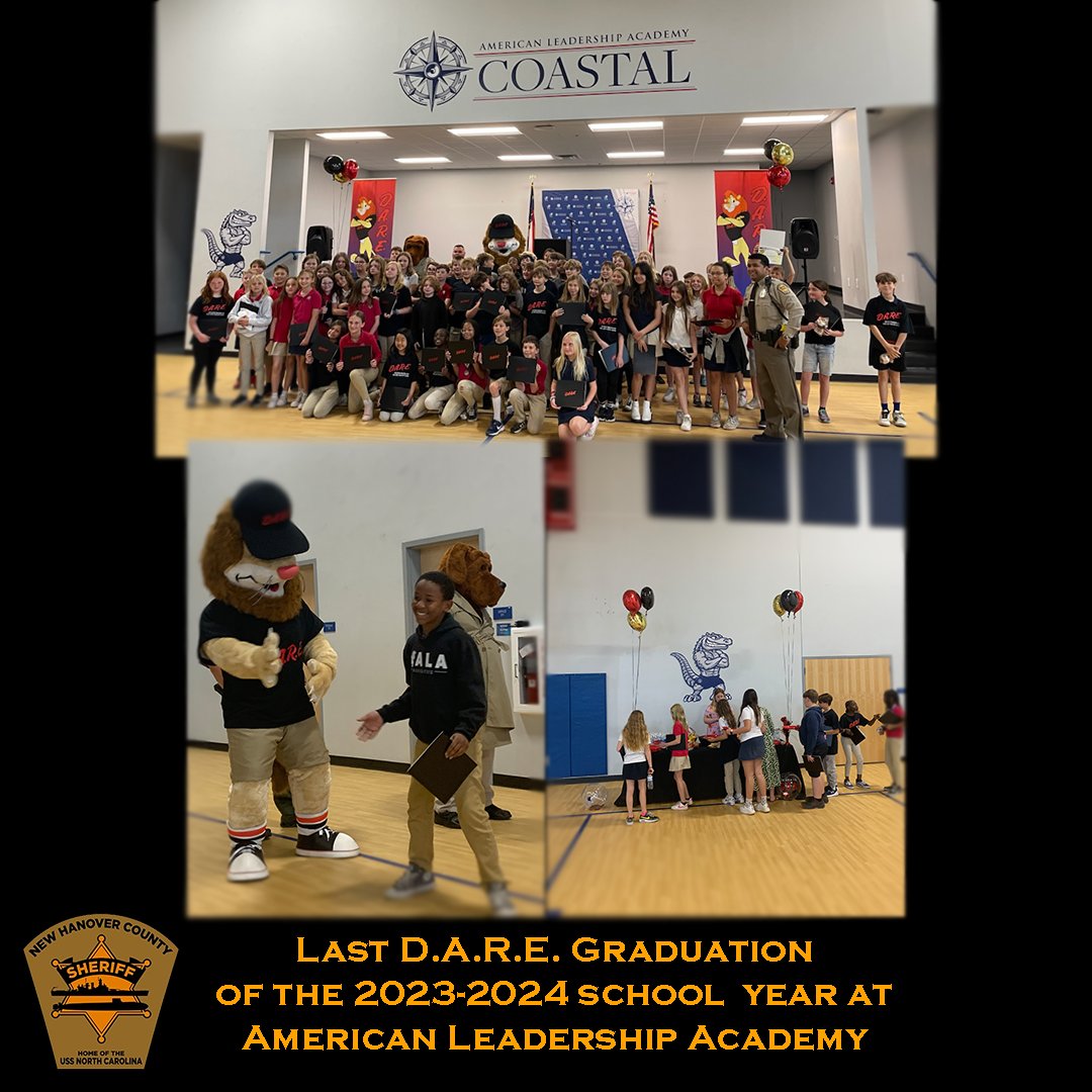 Another successful D.A.R.E. graduation! 🎓 Deputy Hernandez led the way as our American Leadership Academy Coastal students wrapped up the year with valuable lessons.💪 #DAREGraduation #NHSO #NHSOSRO #ILM #WilmingtonNC #NHC