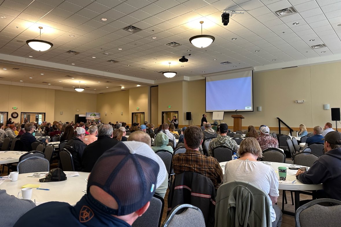 This morning in greater Braham for Regenerative Agriculture Conference “Litter the landscape with livestock” 300+ attendees! 🐄 🐑 🐐