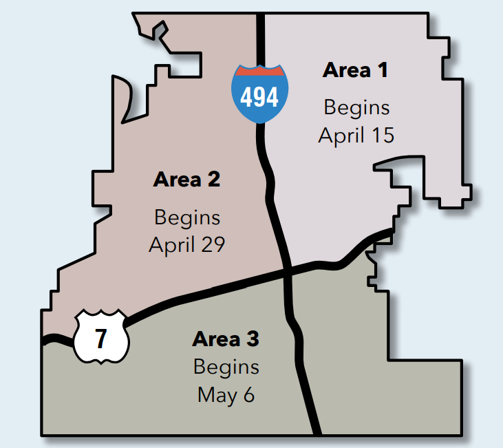 Water main flushing will occur from April 15 to May 9 in Minnetonka. Crews will flush between 5:30 a.m. and 5:30 p.m. Monday-Friday in most areas. Learn more at bit.ly/3vMd4BZ