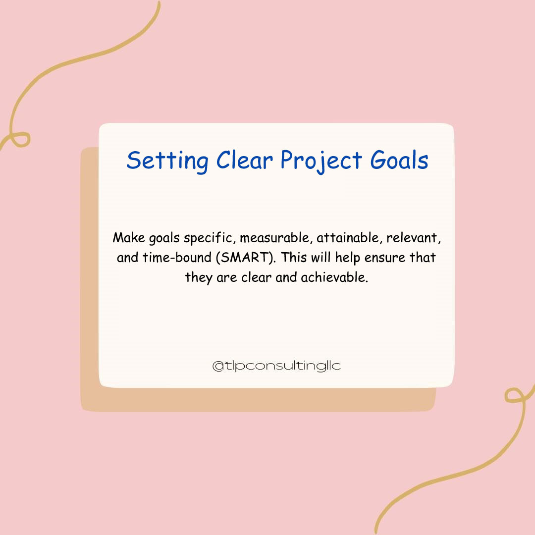 Set goals the 'SMART' way.
#ProjectManagementGoals
#SmartGoals
#ProjectManagementSuccess