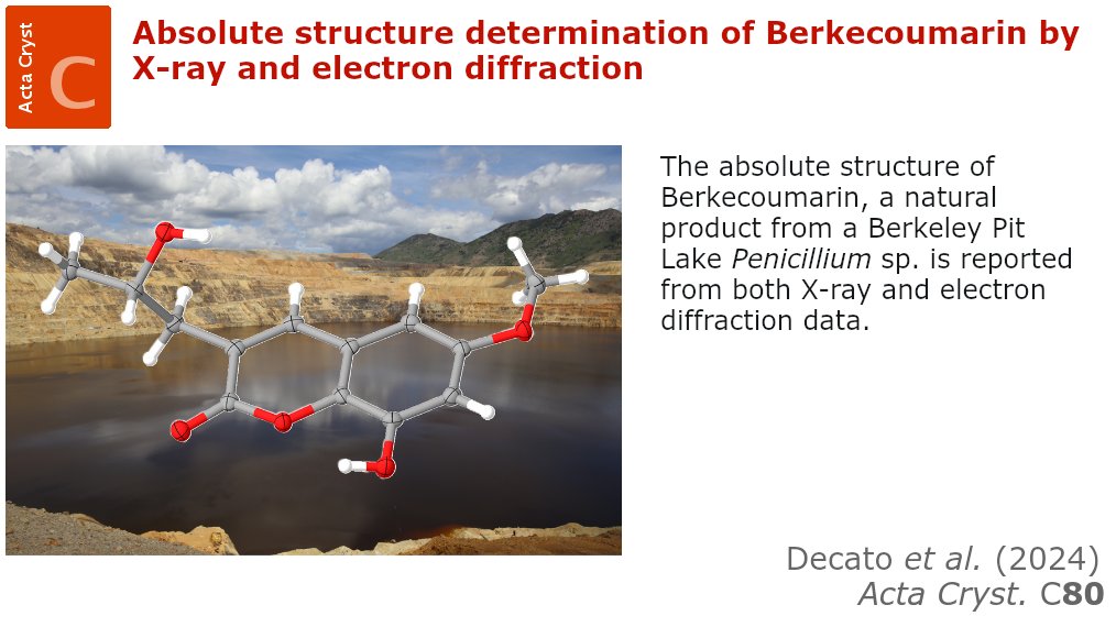 Berkecoumarin by X-ray and electron diffraction @ActaCrystC @IUCr doi.org/10.1107/S20532… @ChemUmt @umontana @FZU_AVCR @CzechAcademy @PalatinusGroup @NIH @NSF @NIGMS @SimonsFdn #absolutestructure #electrondiffraction #microED #dynamicalrefinement #Berkecoumarin #openaccess