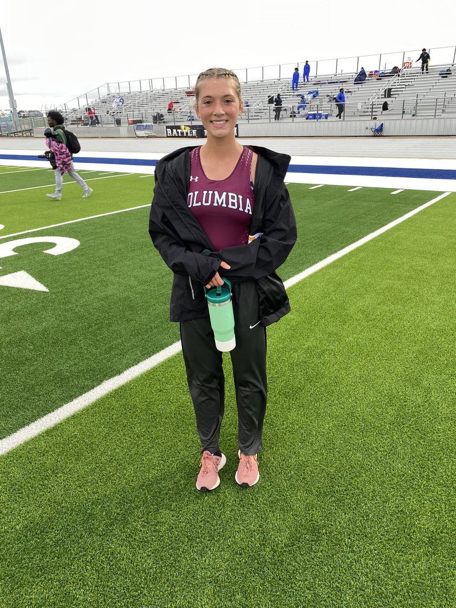 Zowie Belgard finished 7th in the 3200m at the Area meet at Navasota HS. The weather was brutal, but it didn’t stop her. She’s a tough kiddo. #Ride4theC @CBISDTx @CHSAthl