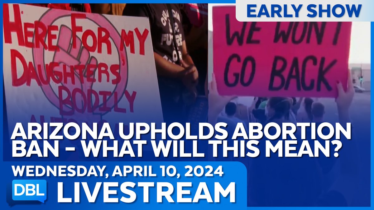 🔴DBL IS STREAMING: ▶️ youtube.com/live/f-wTeRmox… ➡️#Arizona #AbortionBan Enforceable ➡️ What's the #Secret to a Long Life? w/ @toryshulman @aljackson @EricaCobb & @jeffschroeder23