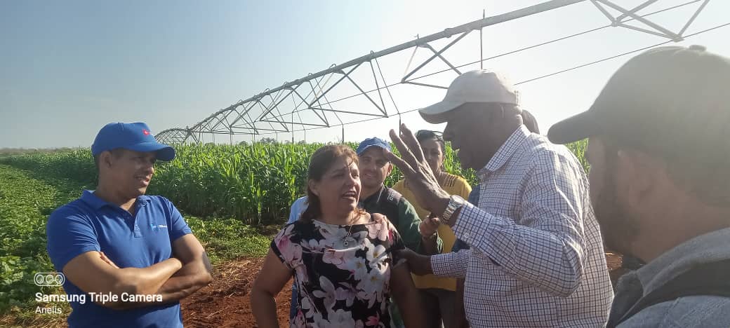 Hoy junto a las autoridades de #Mayabeque y desde muy temprano, estamos visitando objetivos económicos vinculados con la producción de alimentos del municipio de Nueva Paz. Muy buen intercambio con productores de arroz y otras importante producciones. #CubavsBloqueo