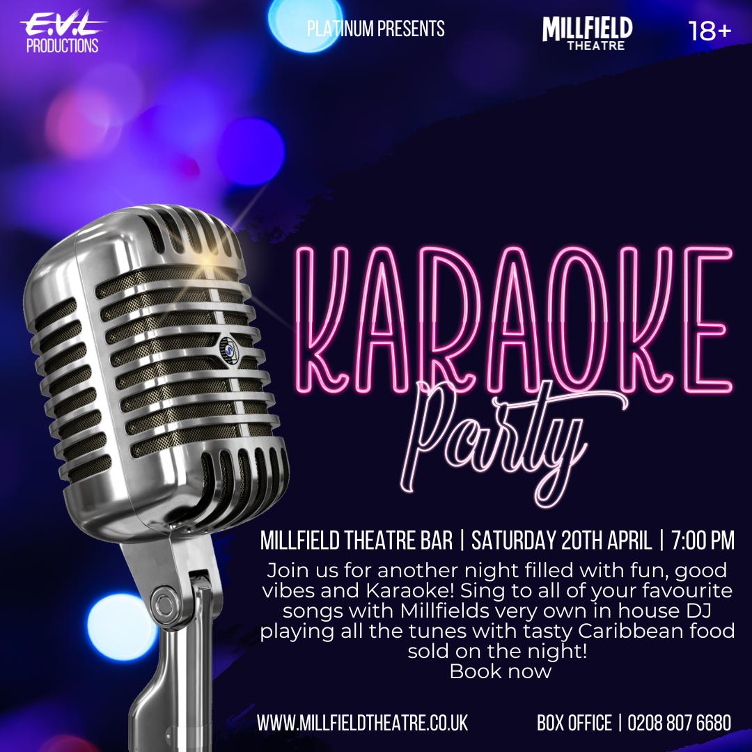 🎤🎤 Are YOU the next singing sensation? Find out at our epic Karaoke Party! Millfield Theatre, April 20th, 7pm. DJ, Caribbean food, and endless fun! Book now! 🎟️ £8 #karaokenight #millfieldtheatre #enjoyenfield