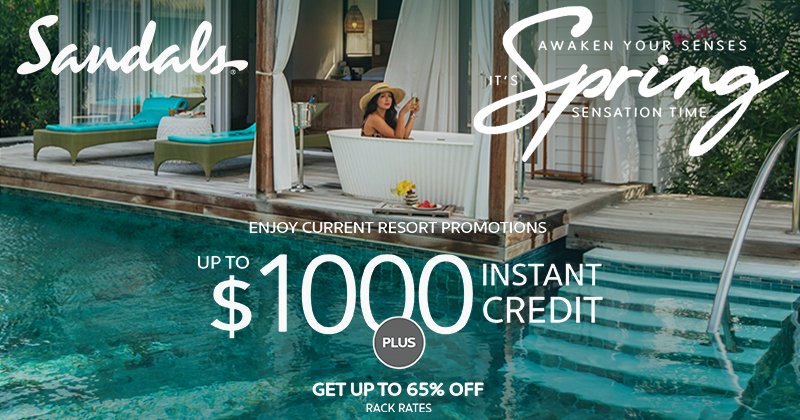 Get up to a $1,000 instant credit, 65% off rack rates and 1 FREE night at Sandals! ☀️💦
More info: bit.ly/sandalssps
#vacation #vacations #couplesonly