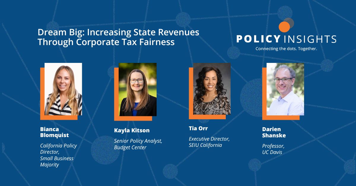 SmlBizMajority's tweet image. Next week, we'll be in Sacramento with @CalBudgetCenter for their Policy Insights Conference! We'll be chatting about how the corporate tax system can be made more fair for California #SmallBiz owners. ow.ly/GlGZ50RcfZt