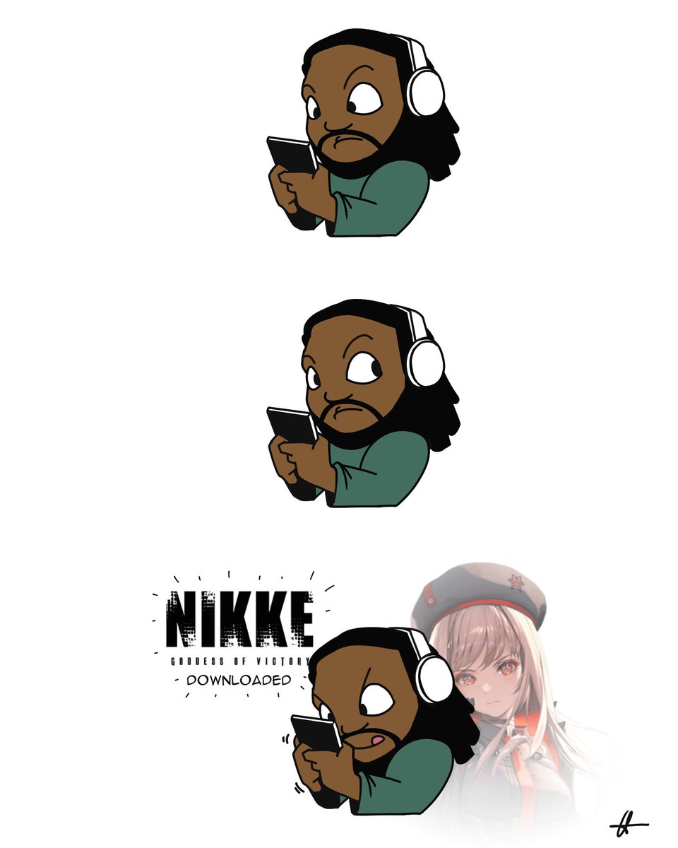 BestTeaMaker's tweet image. How i imagine @WoolieWoolz downloaded Nikke onto his phone #CSB