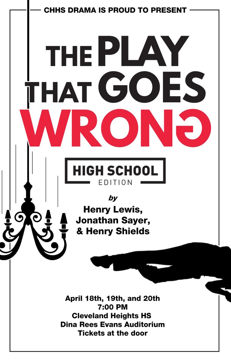 Heights High's Drama Club will present the high school edition of 'The Play That Goes Wrong' on April 18-20, at 7:00 p.m. in the Main Auditorium. Tickets are $5-10 with family and show-run passes available at the door; please bring exact cash. Read more >> bit.ly/3PWEmMQ