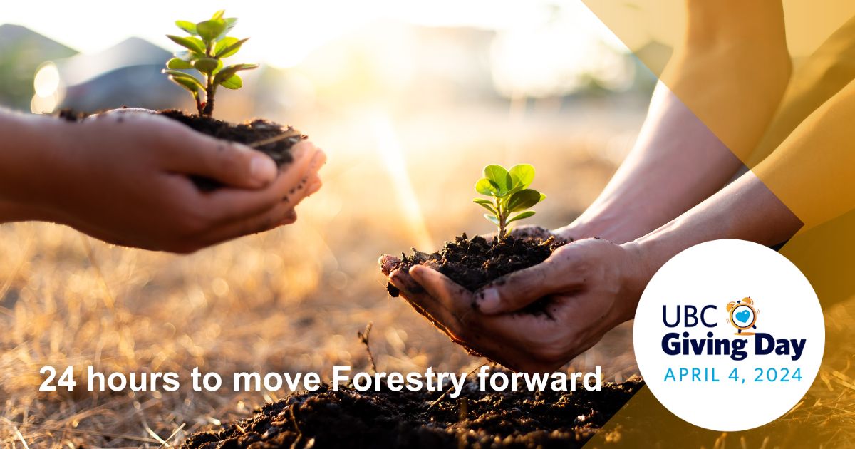 Last week was #UBCGivingDay!⏰

We want to thank our #UBCForestry community for their generosity towards the Forestry Student Emergency Fund and Malcolm Knapp Research Forest Renewal Project. 

Your continued support towards our faculty is deeply appreciated!🌲
