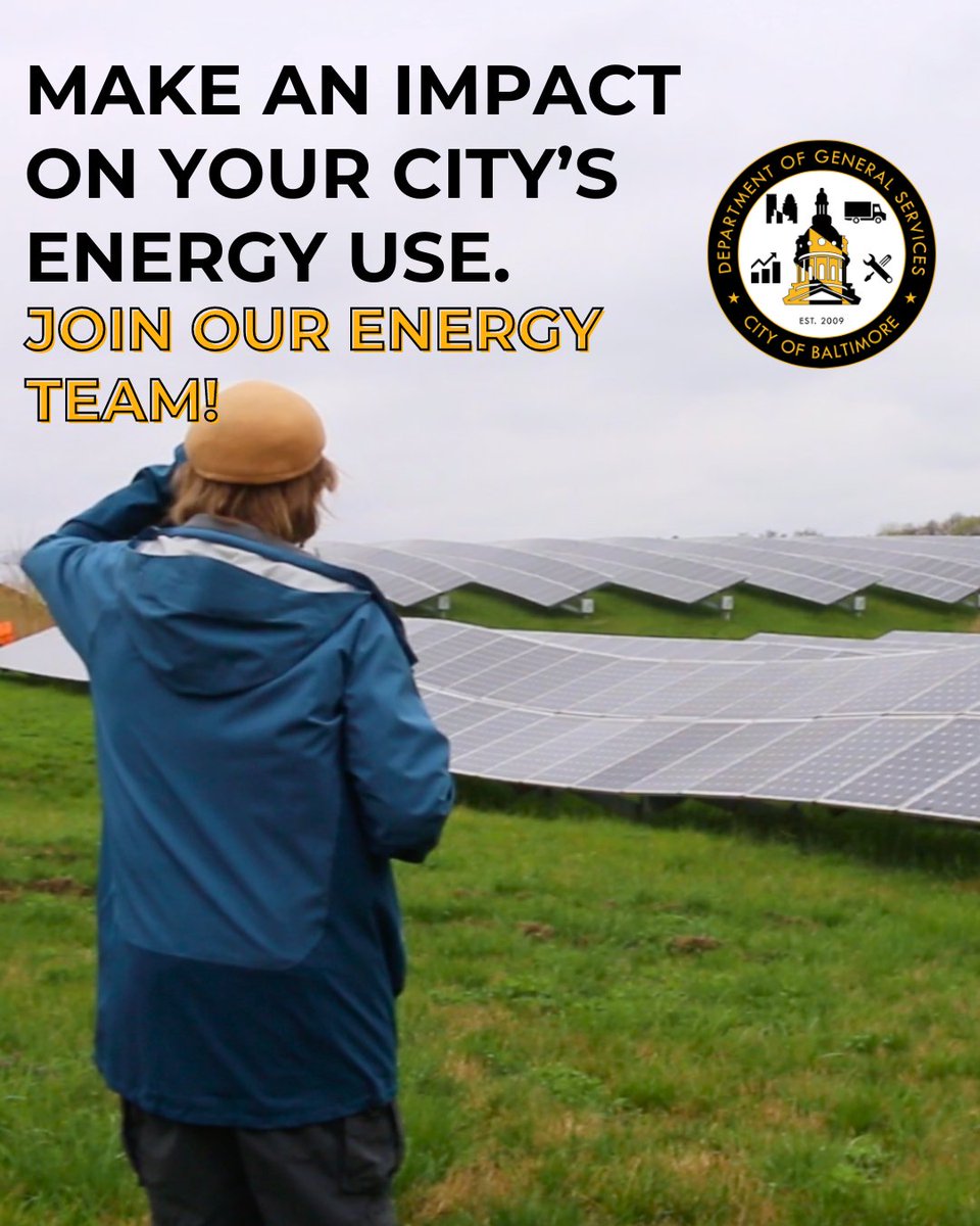 Baltimore City is making major strides toward energy efficiency and renewable energy efforts. And you can play a part! DGS is hiring an Energy Program Manager II to join our growing Energy Division. To learn more and apply TODAY, head to tinyurl.com/dgs-open-jobs