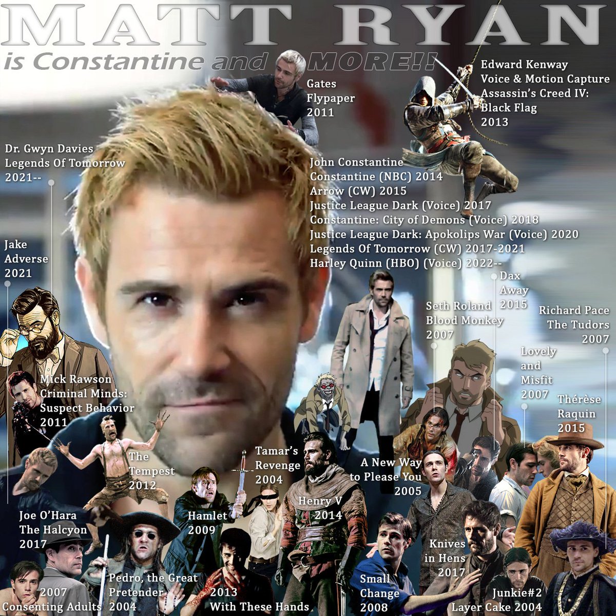Index of @mattryanreal's characters:)
(though not all the roles are included in this pic...)
#EdwardKenway
#AssasinsCreed
#CriminalMinds
#Constantine
#JusticeLeagueDark
#LegendsOfTomorrow