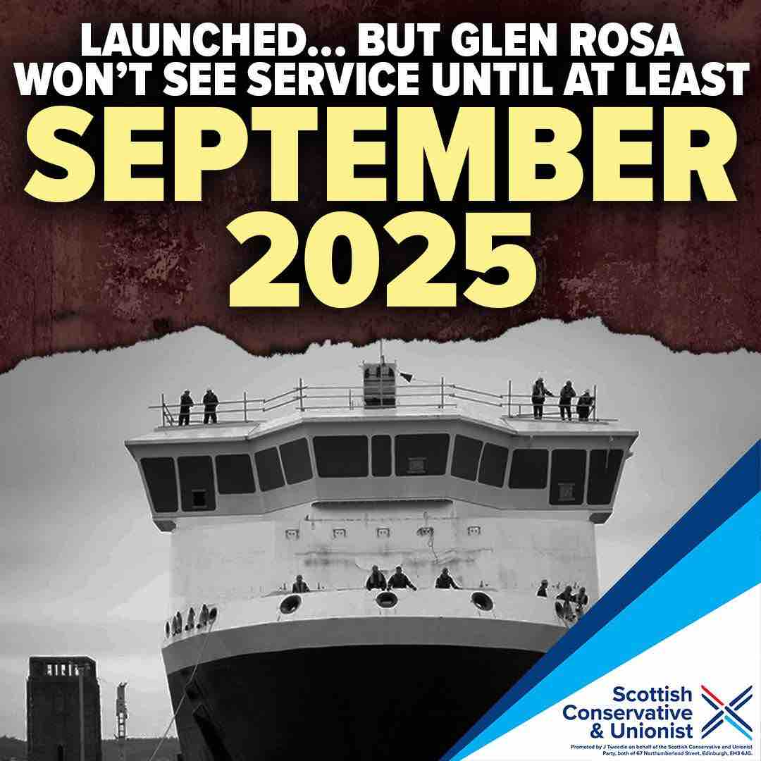 Scotland’s island communities won’t see this SNP ‘launch’ as a cause for celebration. These lifeline ferries are already 6 years late and 4x over budget. Scotland’s island and rural communities continue to be betrayed by this SNP Government.