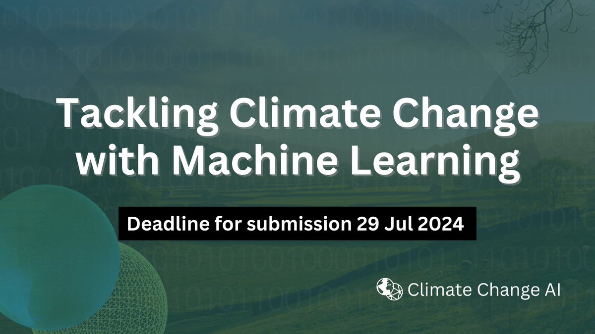 📢 CFP: Tackling #ClimateChange with #MachineLearning Pleased to continue our work with @ClimateChangeAI on this special collection in EDS. Open to authors at CCAI workshops at #ICLR2024 & @NeurIPSConf and those not at those events. 👉bit.ly/3KT2KMS 🗓️ July 29, 2024