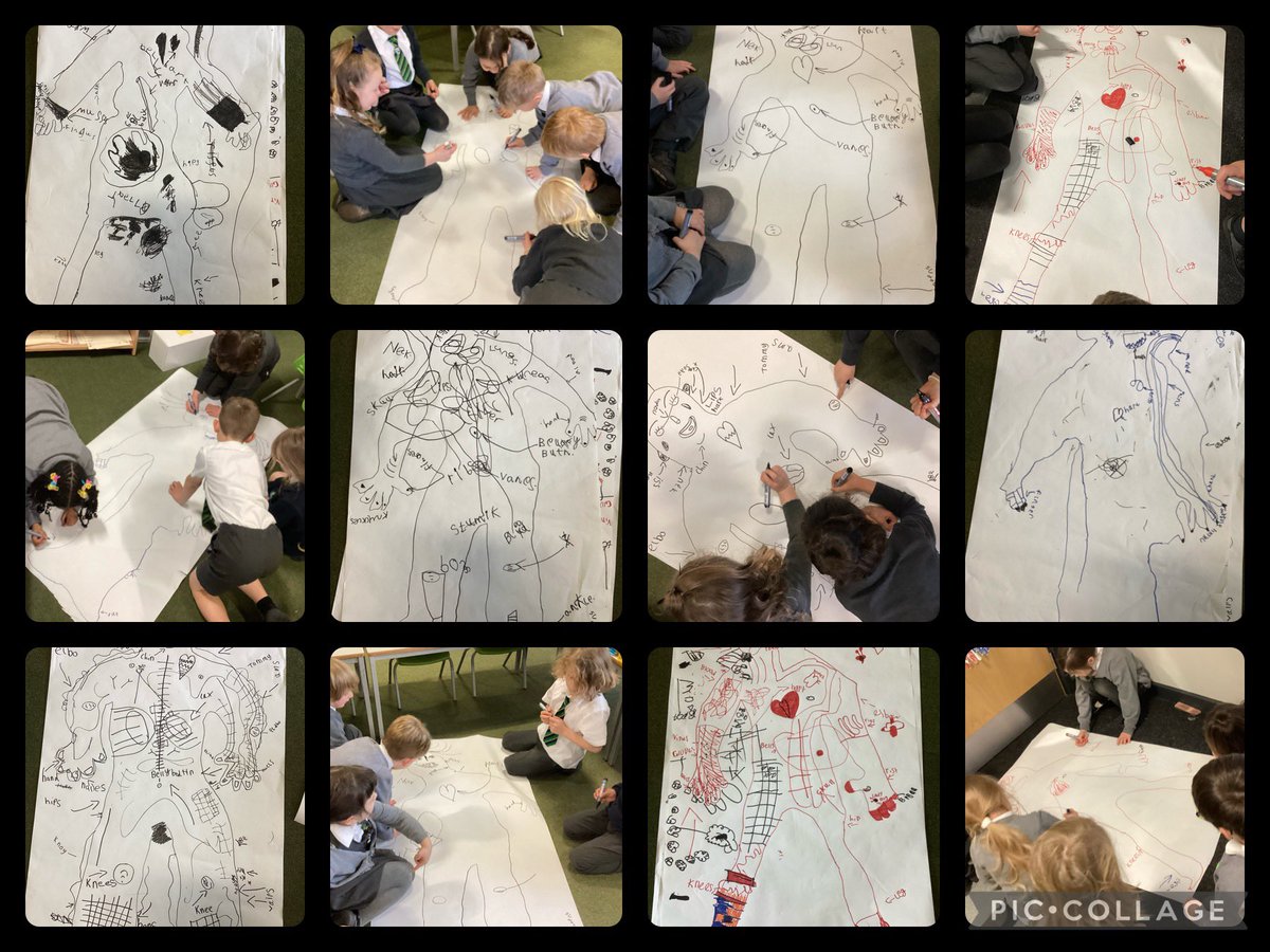 In Science we have been continuing to learn about our 5 senses. We used our senses of touch and hearing for a ‘Mystery Box’ experiment and also drew and labelled the human body on a large scale @MrsWY1Yellow #thefivesenses #science #scientists