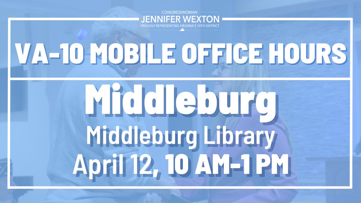 Want to learn more about how my office can help resolve issues you're having with a federal agency? Come see us at Middleburg Library this Friday from 10 a.m. to 1 p.m. to get one-on-one assistance with your case. Sign up for an appointment here ⬇️ docs.google.com/forms/d/1VbiYt…