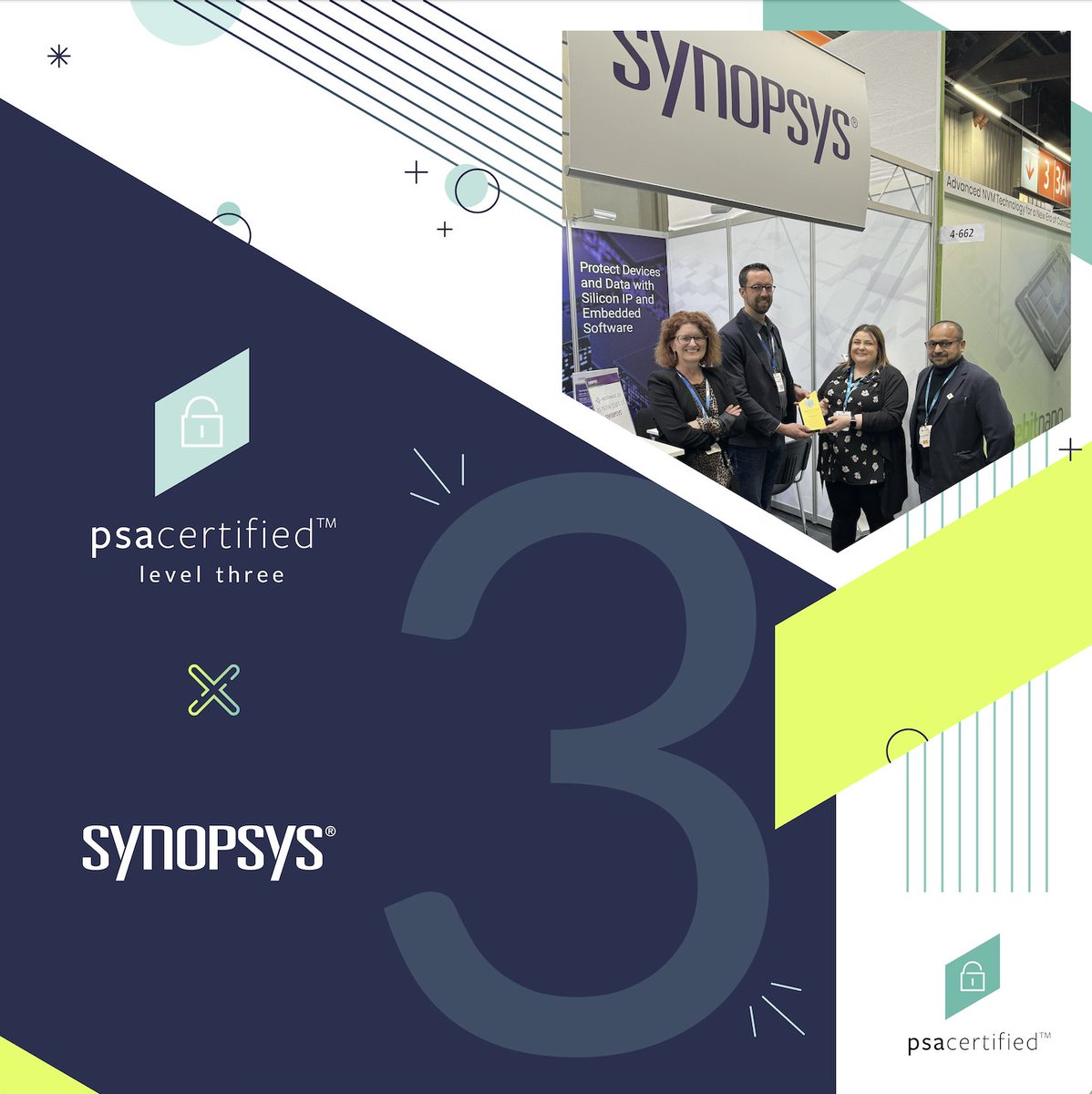 We are thrilled to present @IntrinsicID (newly acquired by @Synopsys) with the PSA Certified Level 3 trophy!🏆 Presented by Stephanie Smith and Anurag Gupta at #embeddedworld, this comes with our huge congratulations and thanks for their efforts.