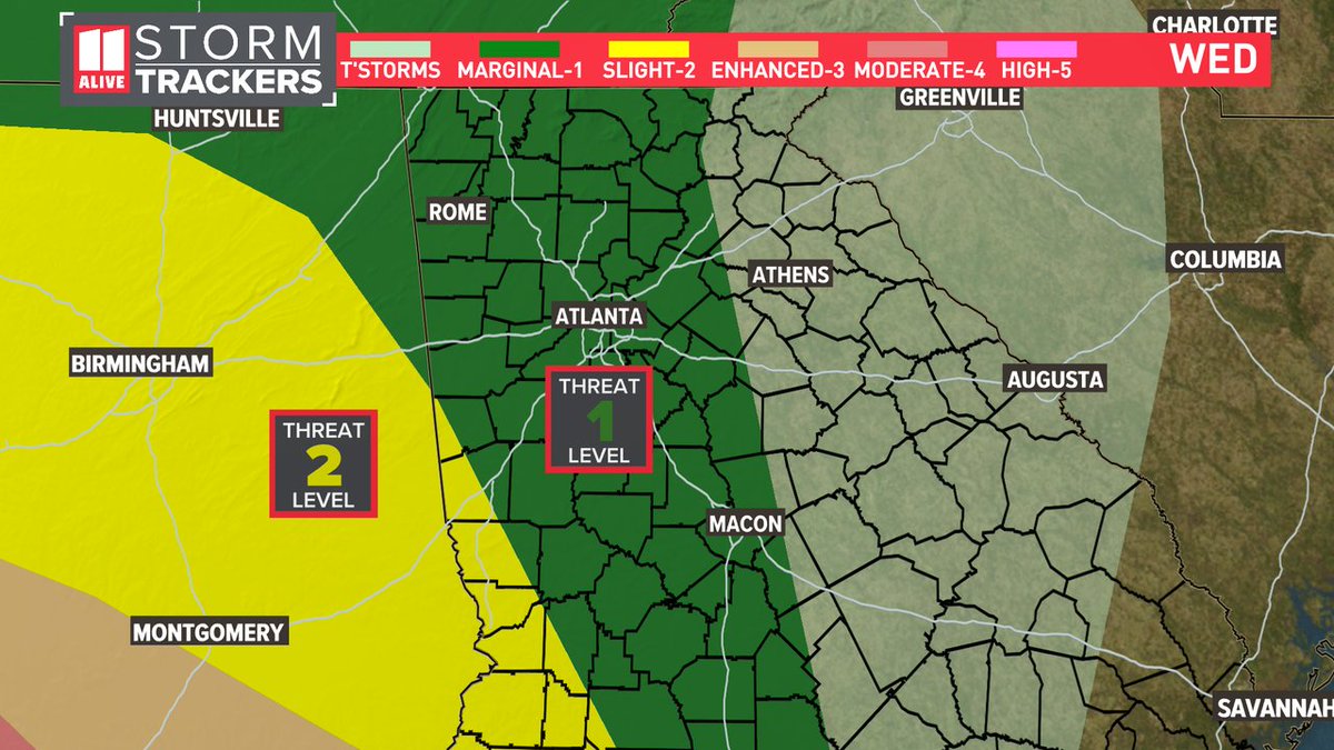 Here's the latest Severe Weather Outlook for Georgia. #storm11 #gawx