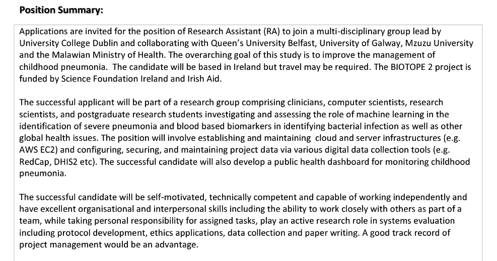 gHealth Research (@ghealthresearch) on Twitter photo Exciting opportunity for research assistant with ICT skills to work with team on AI in childhood pneumonia. Apply at ucd.ie/workatucd/jobs/ <a href="/UCDMedicine/">UCD Medicine</a> <a href="/JOD_eHealth/">John O'Donoghue ๐ฎ๐ช๐ช๐บ</a> <a href="/Stop_Pneumonia/">Every Breath Counts</a> Exciting opportunity for research assistant with ICT skills to work with team on AI in childhood pneumonia. Apply at ucd.ie/workatucd/jobs/ <a href="/UCDMedicine/">UCD Medicine</a> <a href="/JOD_eHealth/">John O'Donoghue ๐ฎ๐ช๐ช๐บ</a> <a href="/Stop_Pneumonia/">Every Breath Counts</a>