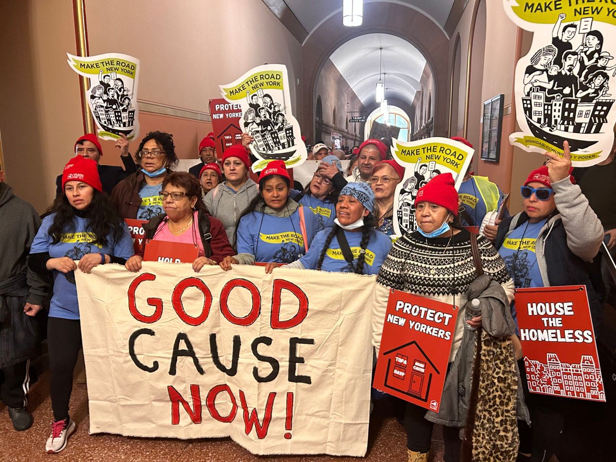 YOCCFund's tweet photo. Movement partners, including @CAAAV and @MaketheRoadNY, joined with organizers from around New York to demand action from state leaders addressing the housing crisis in NYC. Learn about their Housing Justice for All coalition: https://t.co/nWoUnt5Q6u

#housingcrisisNYC https://t.co/aWST752iXi