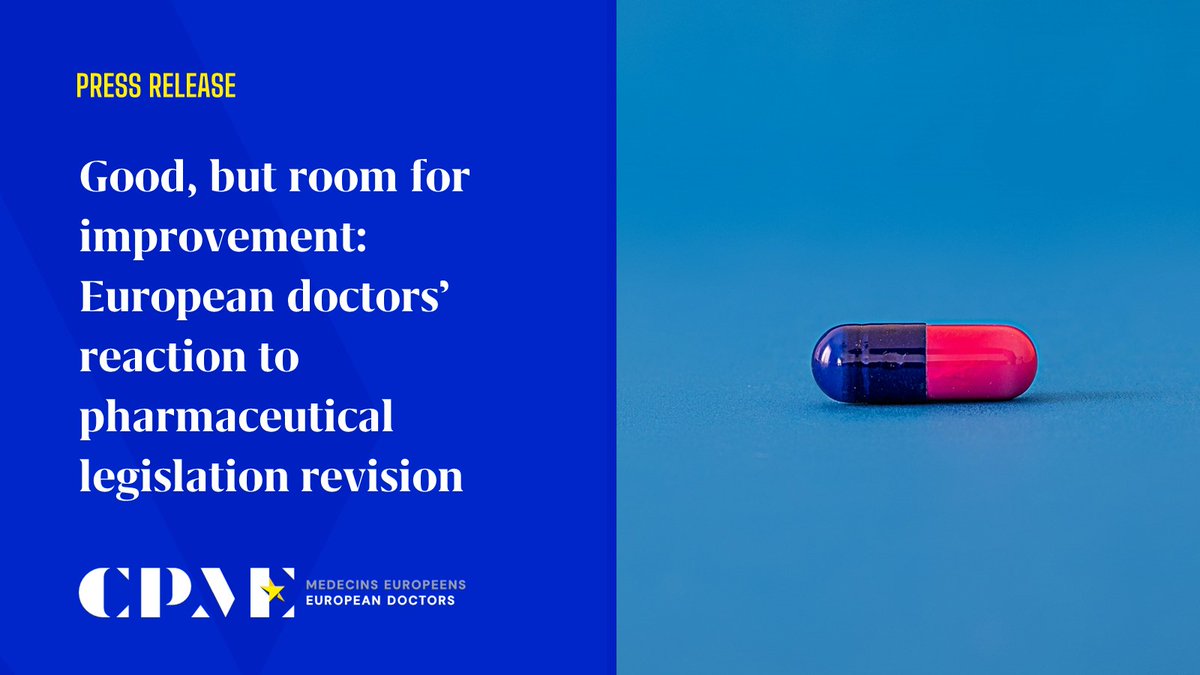 📢 We welcome the @Europarl_EN reports on the revision of the #EUPharma Legislation and provide recommendations for future negotiations to guarantee accessibility and effectiveness of medicines for patients

👉 Press release: cpme.eu/news/good-but-…

#EUPharmaStrategy #EPlenary